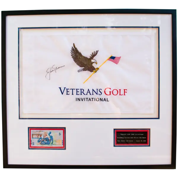 Jack Nicklaus Autographed Pin Flag and Scottish Bank Note